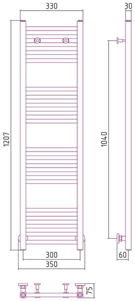 Полотенцесушитель водяной Сунержа Модус 00-0250-1230 120x30