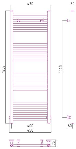 Полотенцесушитель водяной Сунержа Модус 00-0250-1240 120x40