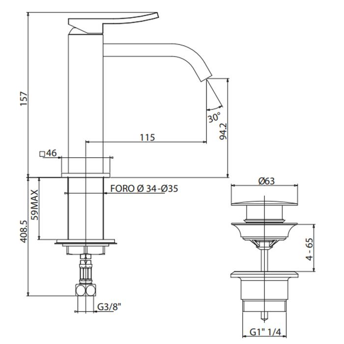 Смеситель для раковины Gattoni Ely 8842/88С0 cr