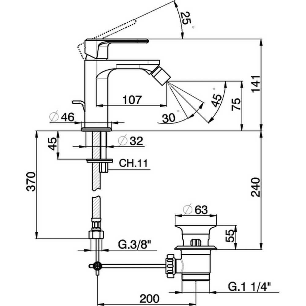 Смеситель для биде Cisal Linea Viva LV00055021