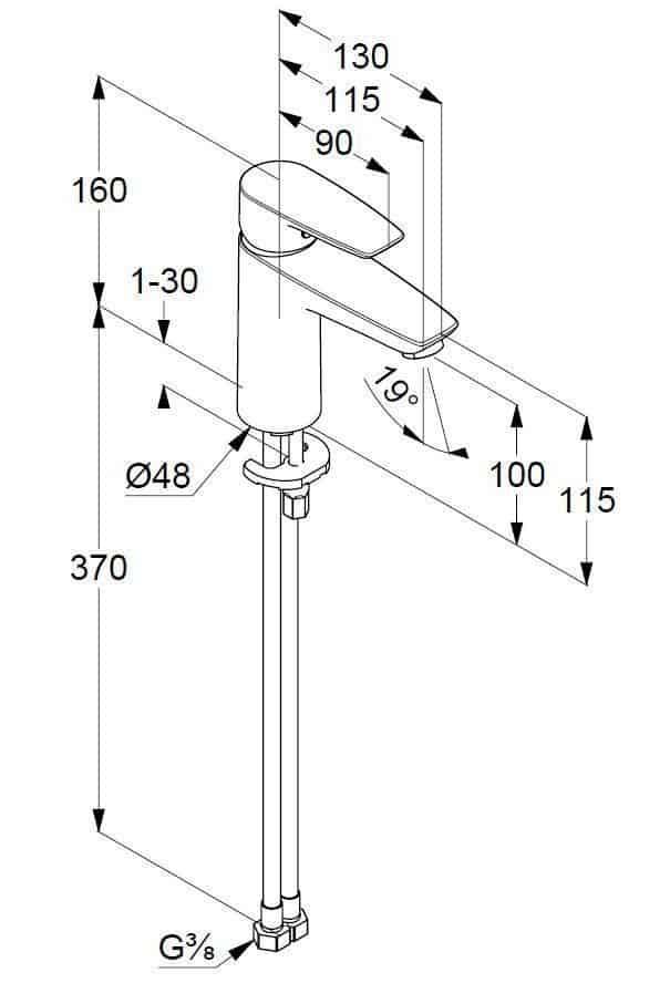 Смеситель для раковины Kludi Pure & Solid 342920575