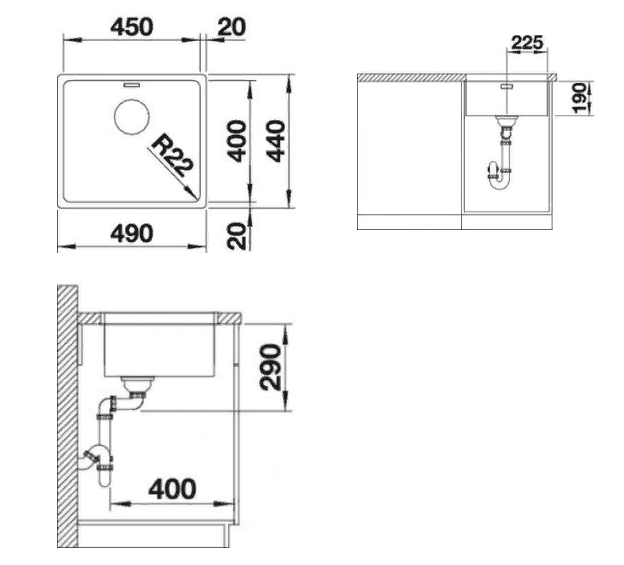 Мойка кухонная Blanco Andano 450-U 522963 45х40