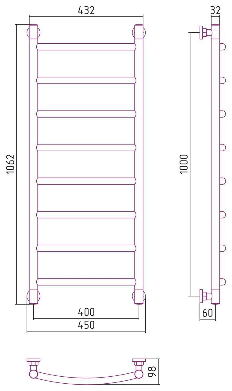 Полотенцесушитель водяной Сунержа Галант+ 00-0200-1040 100x40