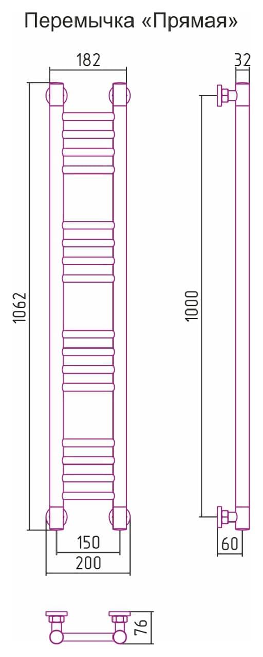 Полотенцесушитель водяной Сунержа Богема+ 00-0220-1015 100x15