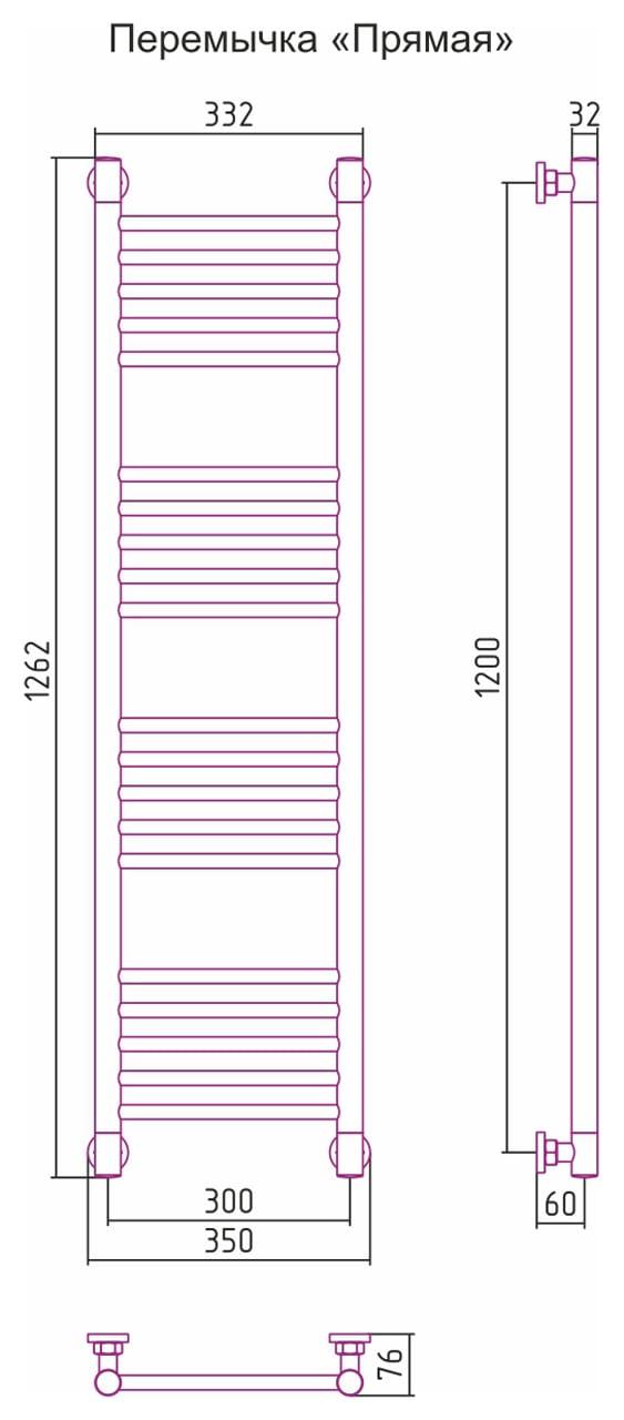 Полотенцесушитель водяной Сунержа Богема+ 00-0220-1230 120x30