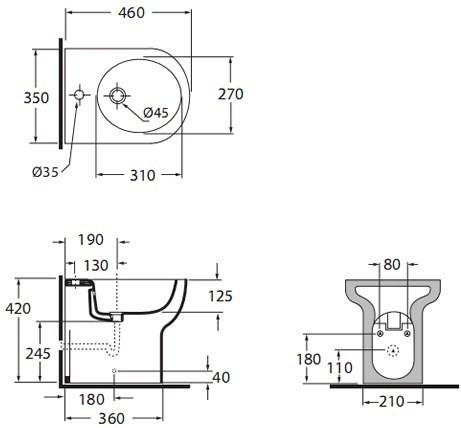 Биде напольное Azzurra Nuvola NUBIT004600MBI /(NUV546 bi)*1 46х35