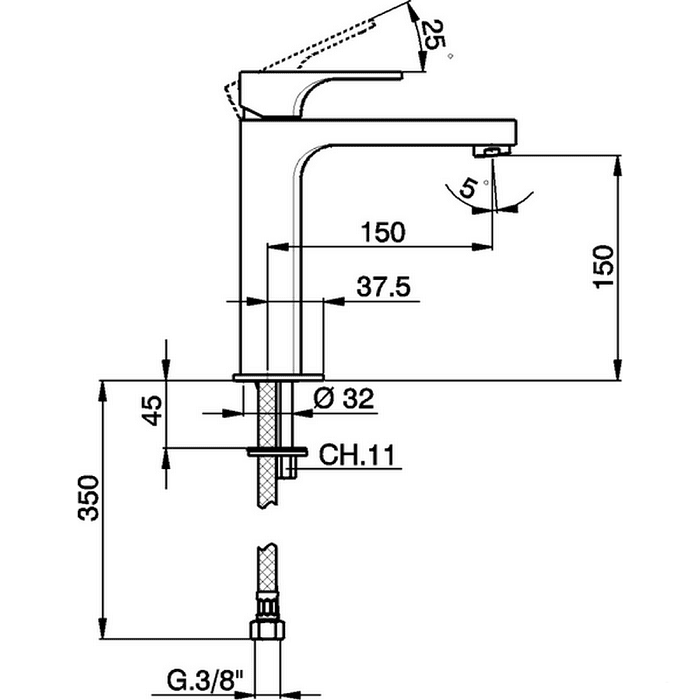 Смеситель для раковины Cisal Cubic CU00150121