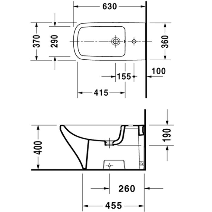 Биде напольное Duravit DuraStyle 2283100000 63x37