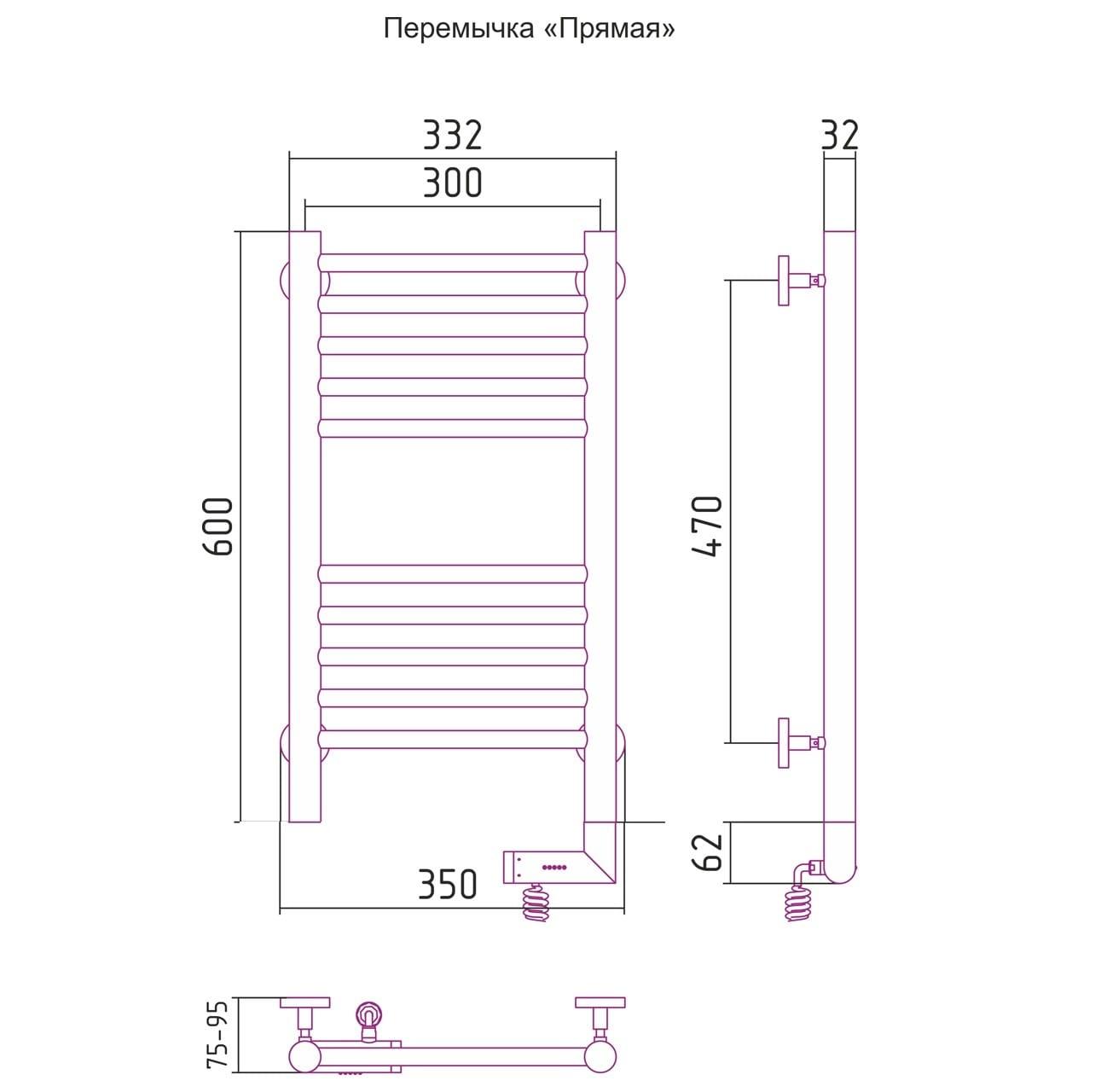 Полотенцесушитель электрический Сунержа Богема 2.0 правый 00-5205-6030 60x30