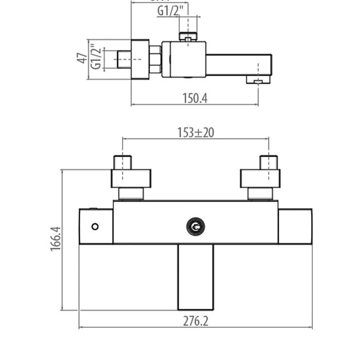 Смеситель для ванны Gattoni Termostatici TSQU20500C0cr