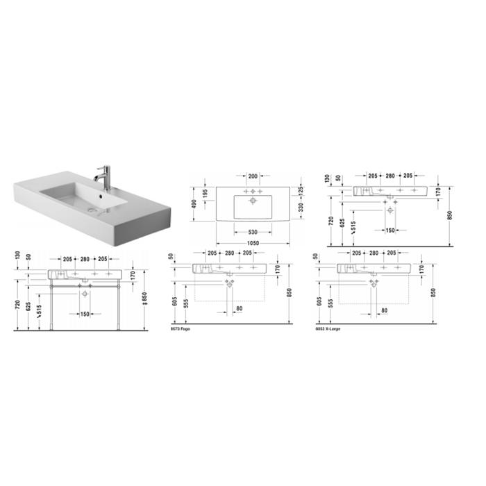 Раковина для мебели Duravit Vero 0329100000 105x49