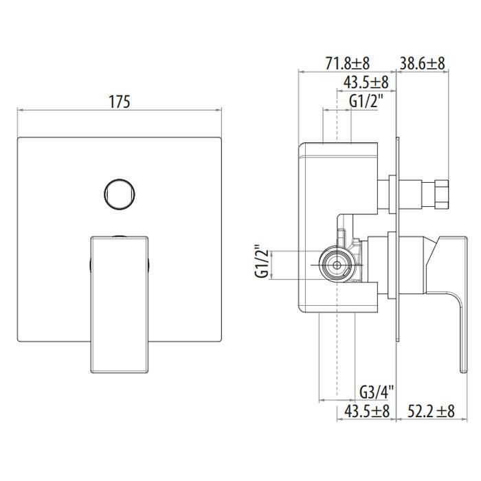 Смеситель для душа Kubik Bianco Opaco 2534/25BOCH