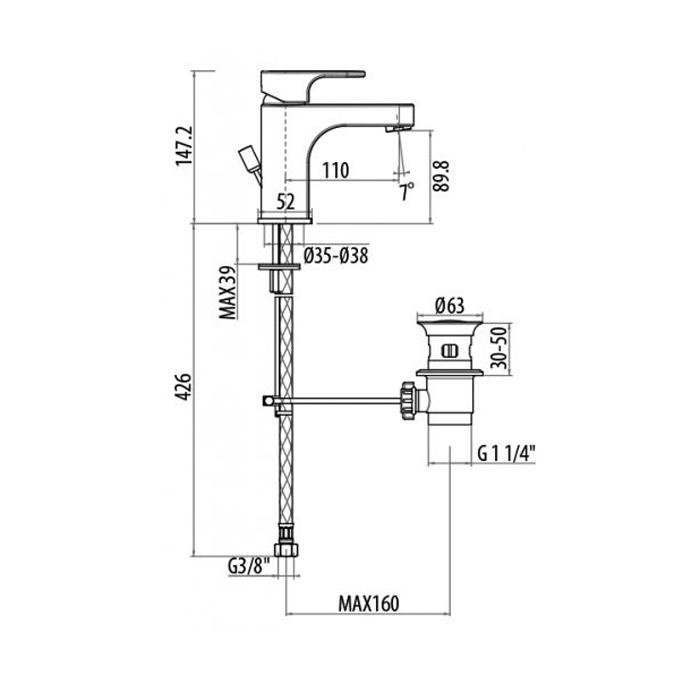 Смеситель для раковины Gattoni H2Omix1000 1041/10С0cr 