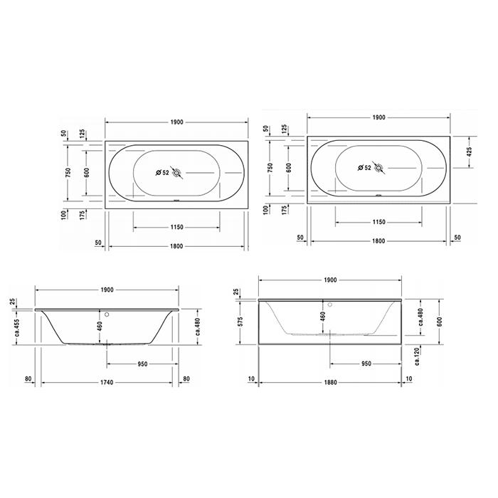 Ванна встраиваемая Duravit Darling New 700245000000000 190x90
