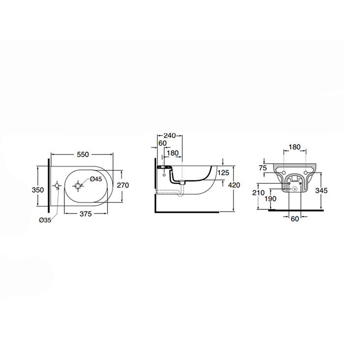 Биде подвесное Azzurra Nuvola NUBKS000000MBI /(NUV500/SOSK bi)*1 55х35