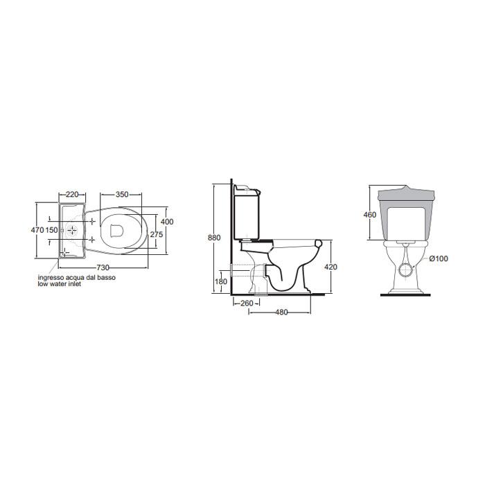 Унитаз напольный Azzurra Jubilaeum JUVCMS000000BI /(JUB100/MBS bi) 73х40