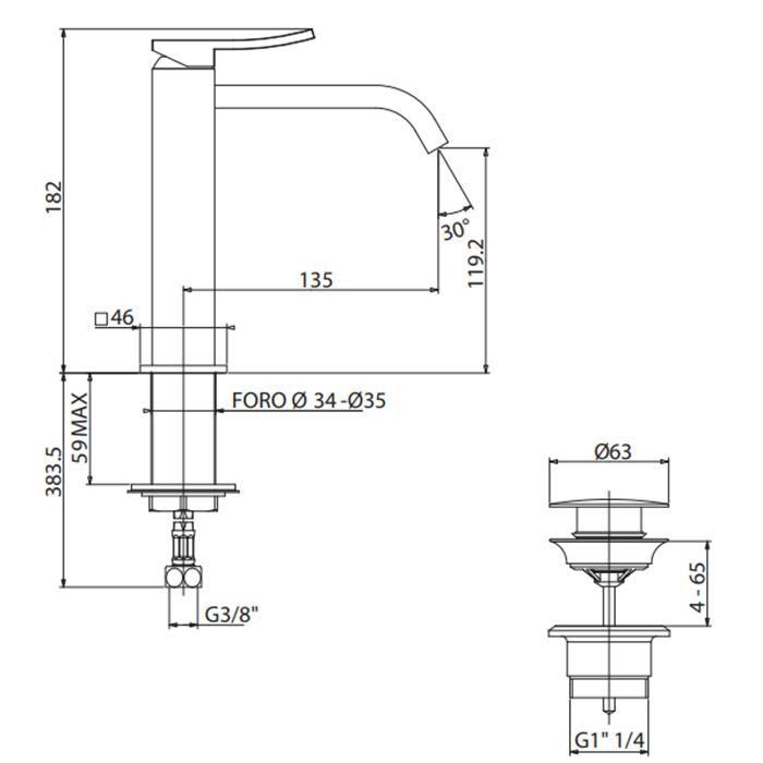 Смеситель для раковины Gattoni Ely 8844/88C0 cr
