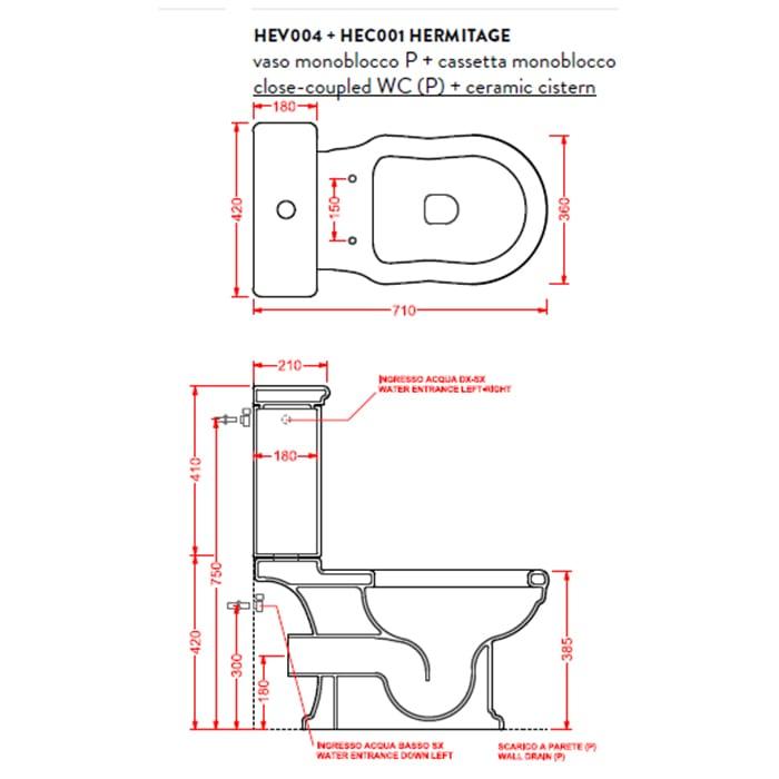 Бачок для унитаза Artceram Hermitage HEC001 01 00/ EE04 bi 42х41