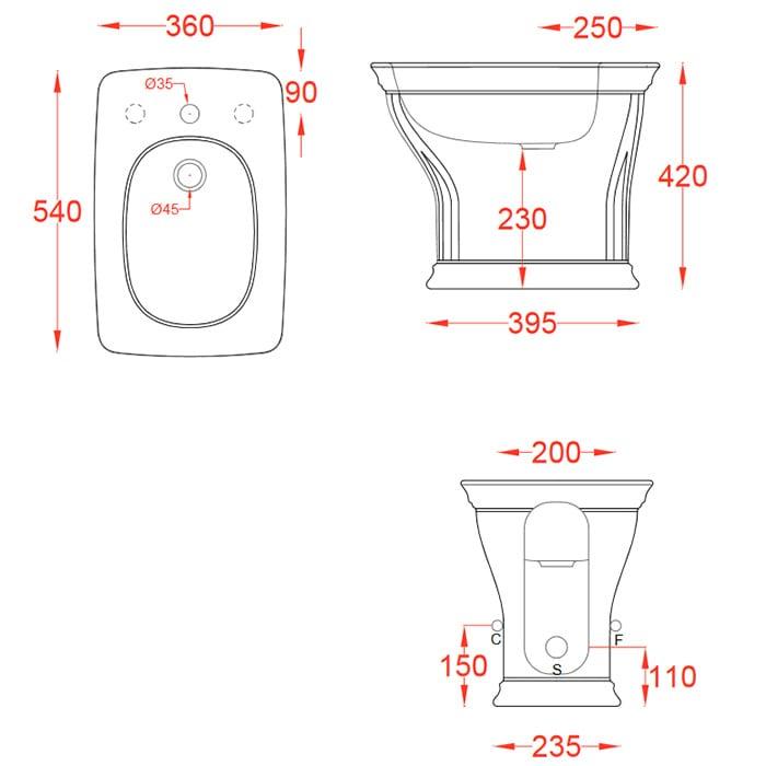 Биде напольное Artceram Civitas CIB002 01 00 bi*1 54х36