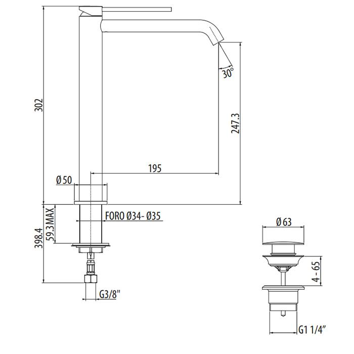 Смеситель для раковины Gattoni Circle One 9046/90C0 cr