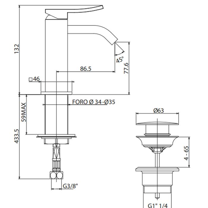 Смеситель для биде Gattoni Ely 8850/88С0 cr
