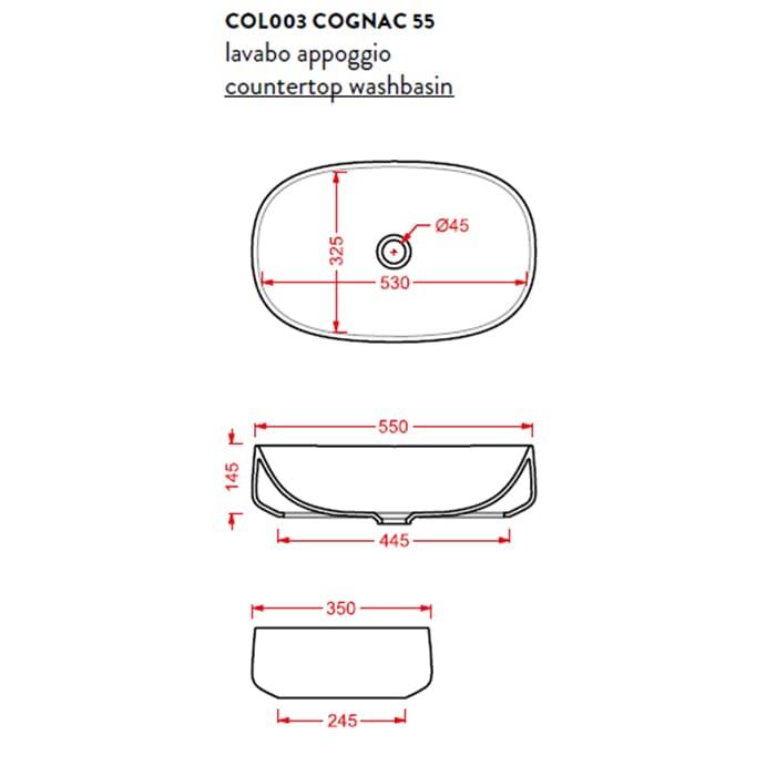 Раковина накладная Artceram Cognac COL003 01 00 bi 55х35