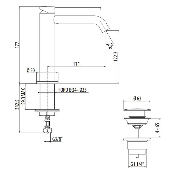 Смеситель для раковины Gattoni Circle Two 9144/91C0 cr