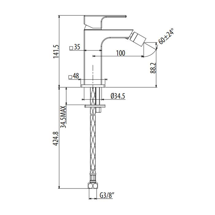 Смеситель для биде Gattoni Kubik 2564/25C0