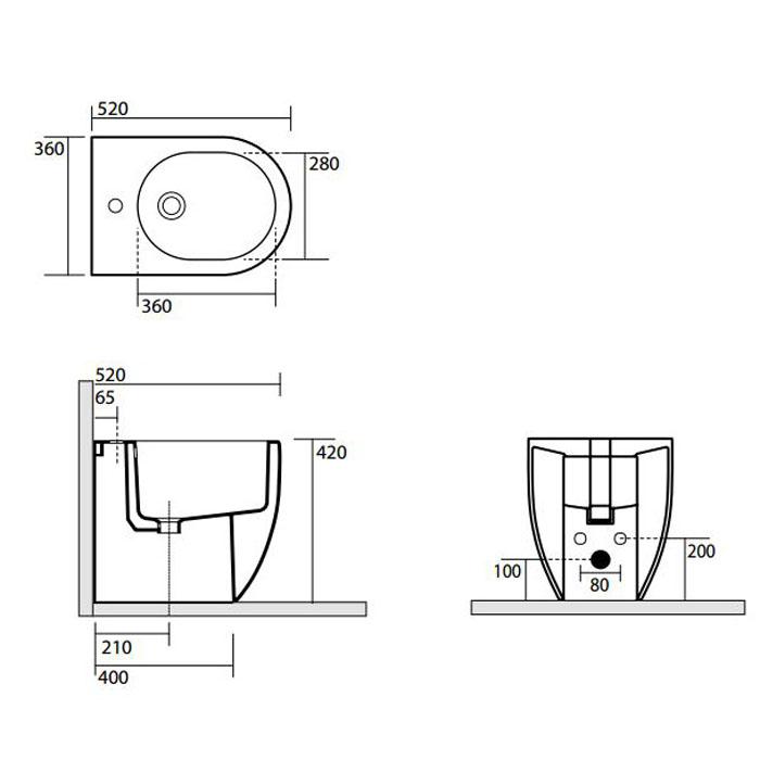 Биде напольное Kerasan Flo 312001*1 52х36