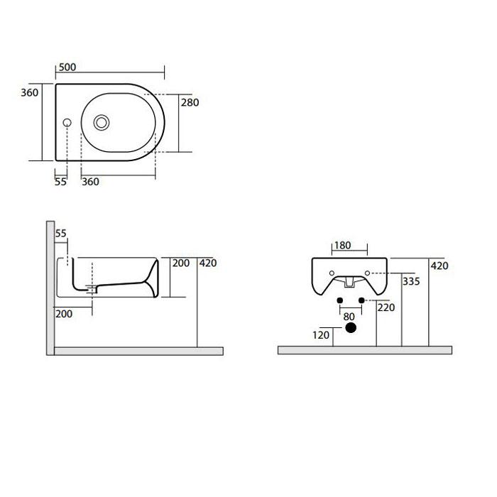 Биде подвесное Kerasan Flo 312501*1 50х36
