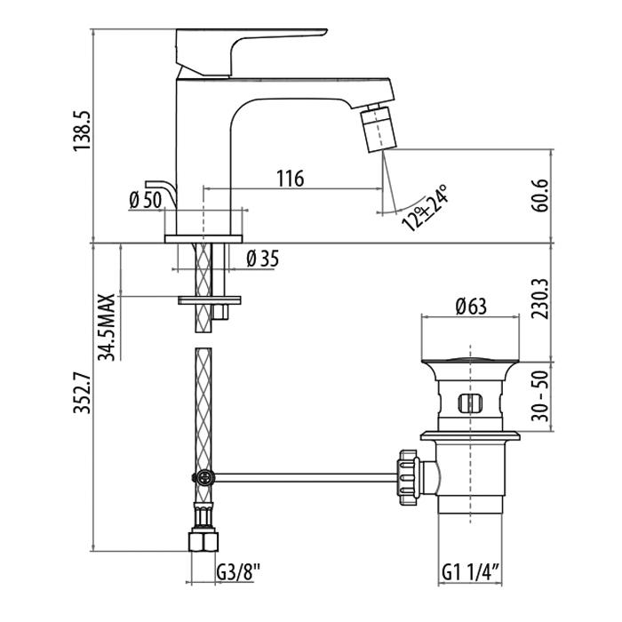 Смеситель для биде Gattoni H2Omix3000  3051/30C0cr