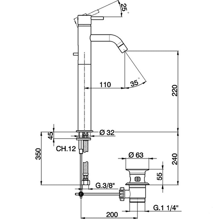 Смеситель для раковины Cisal Less Minimal LM00052021
