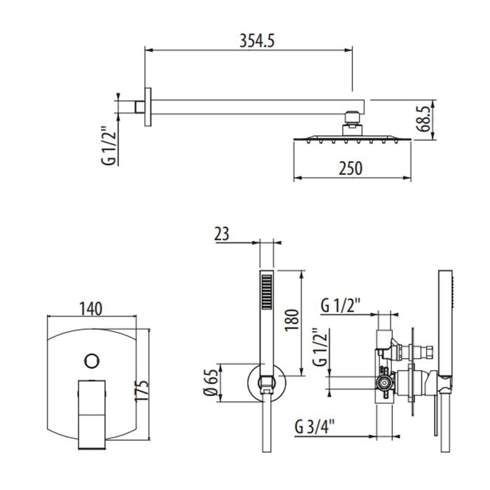 Душевой комплект Gattoni Ely 8890/PDC0 cr