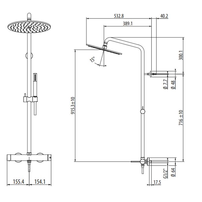 Душевая стойка Gattoni Circle Two 9195/PDC0 cr