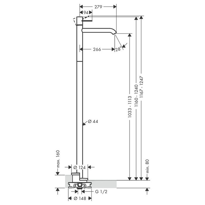 Смеситель для раковины Axor Uno 38037000