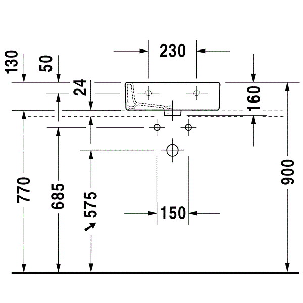 Раковина подвесная Duravit Vero 0704450027 45x35