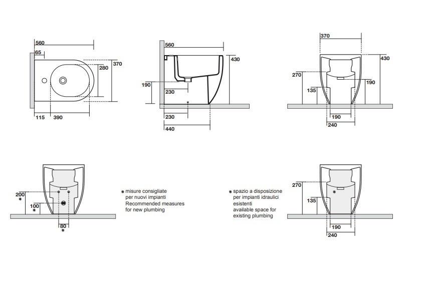 Биде напольное Kerasan Flo 312201*1 56х37