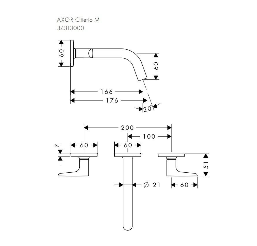 Смеситель для раковины Axor Citterio M 34313000