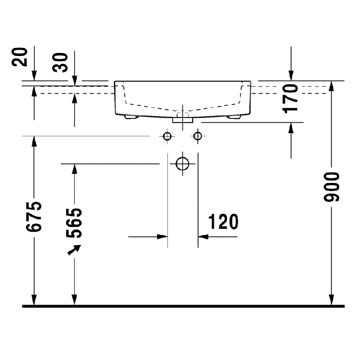 Раковина полувтраиваемая Duravit Vero 0314550030 55x47