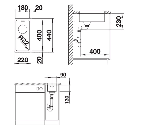 Мойка кухонная Blanco Andano 180-U 522952 40х18