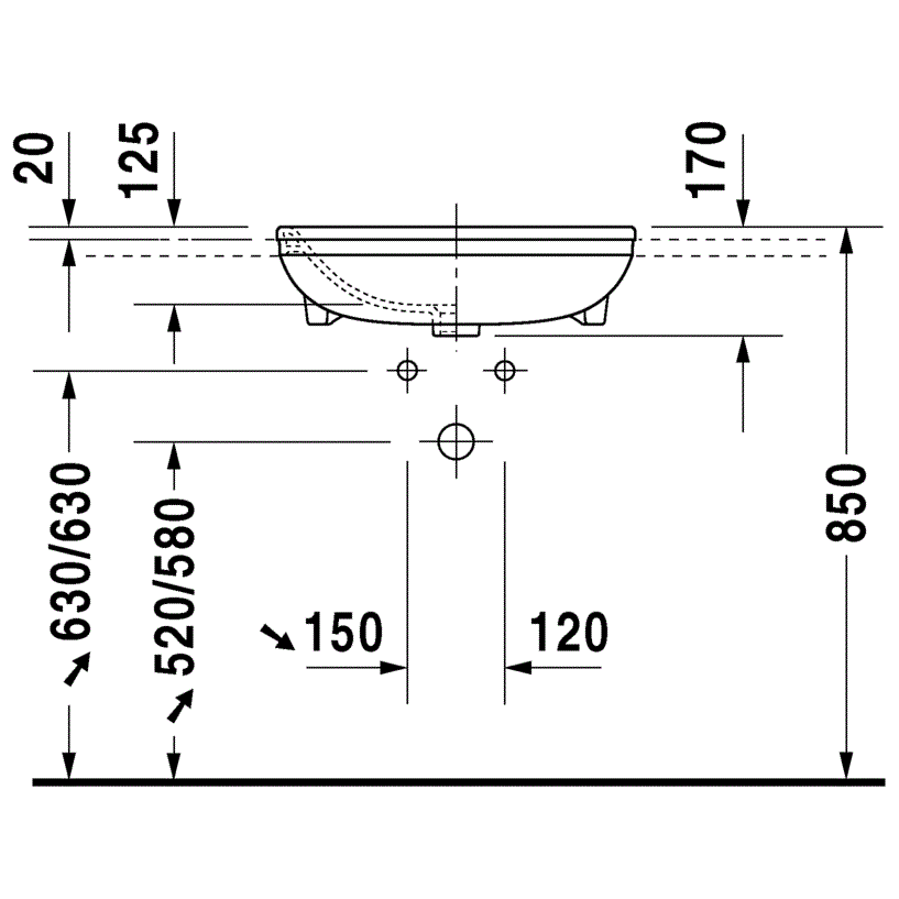Раковина встраиваемая Duravit DuraStyle 0375550000 55x45.5