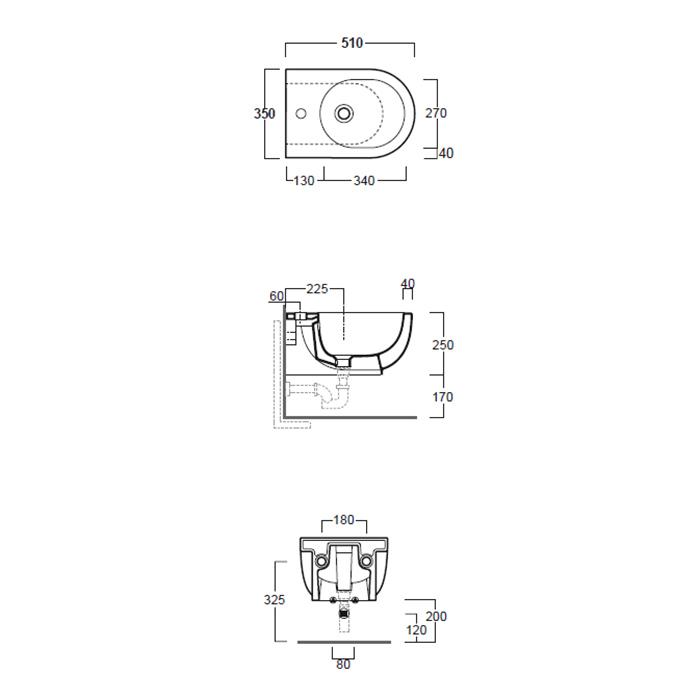 Биде подвесное Simas E-Line EL19bi*1 51х35