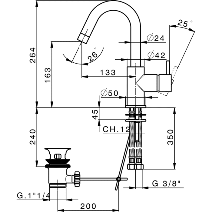 Смеситель для раковины Cisal Less New LN0004754Q