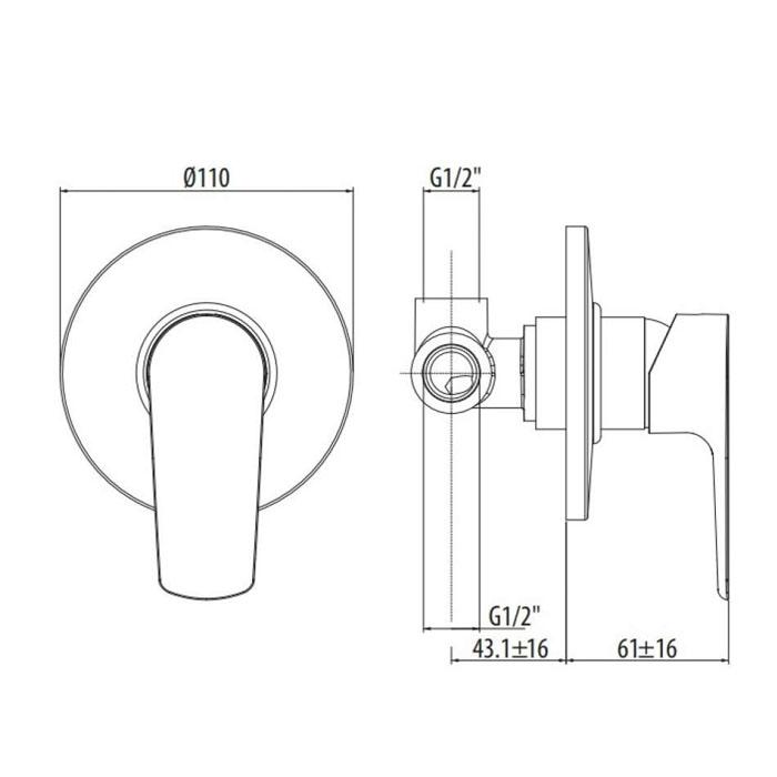 Смеситель для душа Gattoni H2omix3000 3030/30C0cr