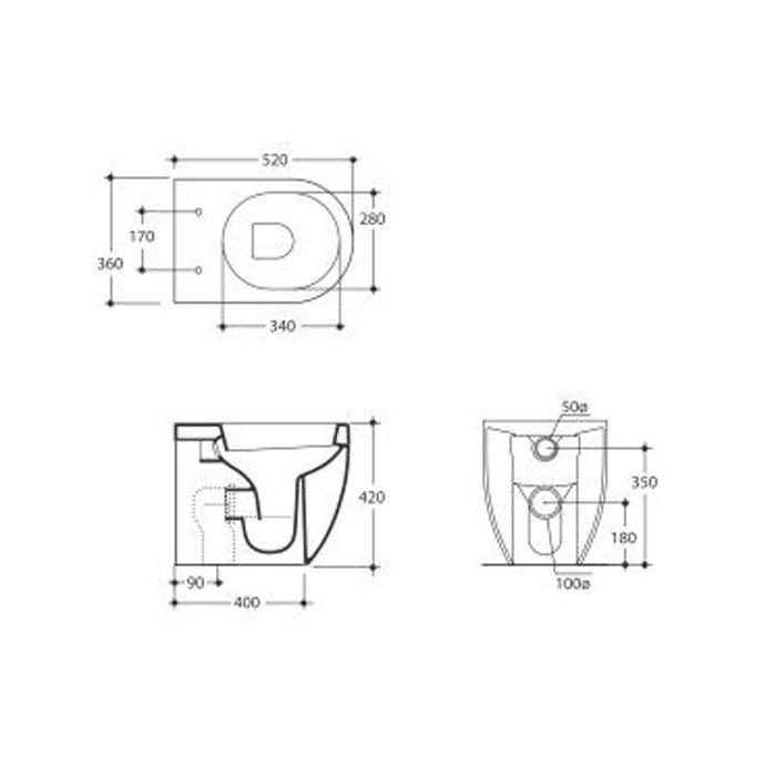 Унитаз приставной Kerasan Flo 311601 52х36