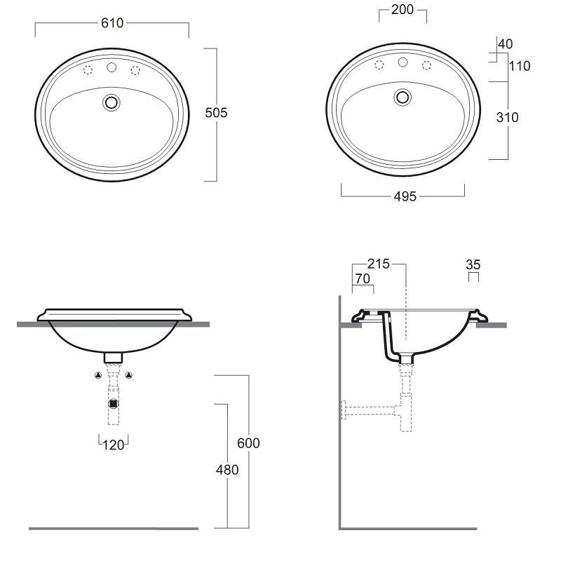 Раковина встраиваемая Simas Arcade AR859bi*1 61x50.5