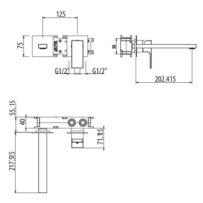 Смеситель для раковины Gattoni Kubik 2539/25COcr