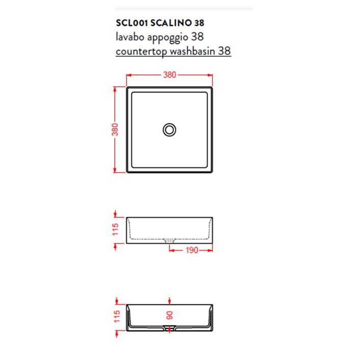 Раковина накладная Artceram Scalino SCL001 15 00 grigio oliva 38x38