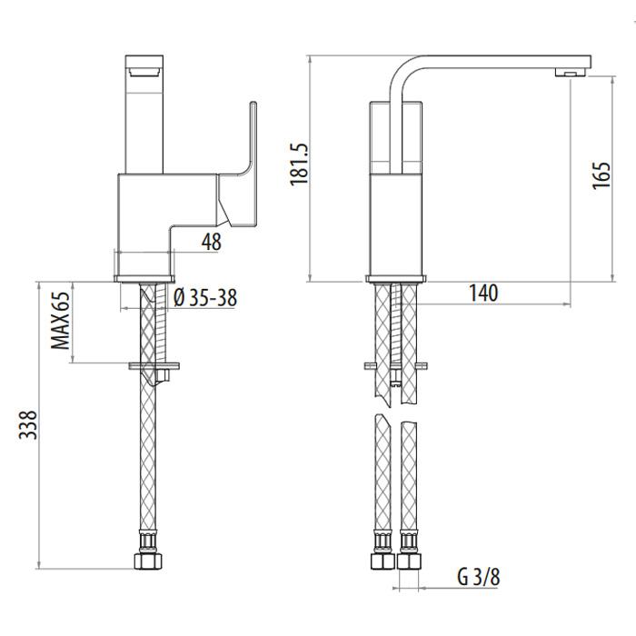 Смеситель для раковины Gattoni Kubik 2557/25COcr