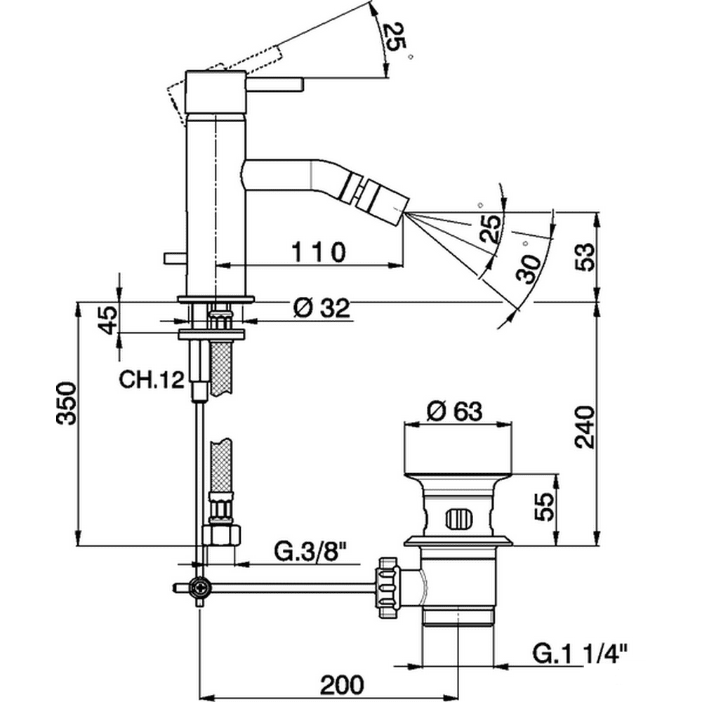 Смеситель для биде Cisal Less Minimal LM00055021